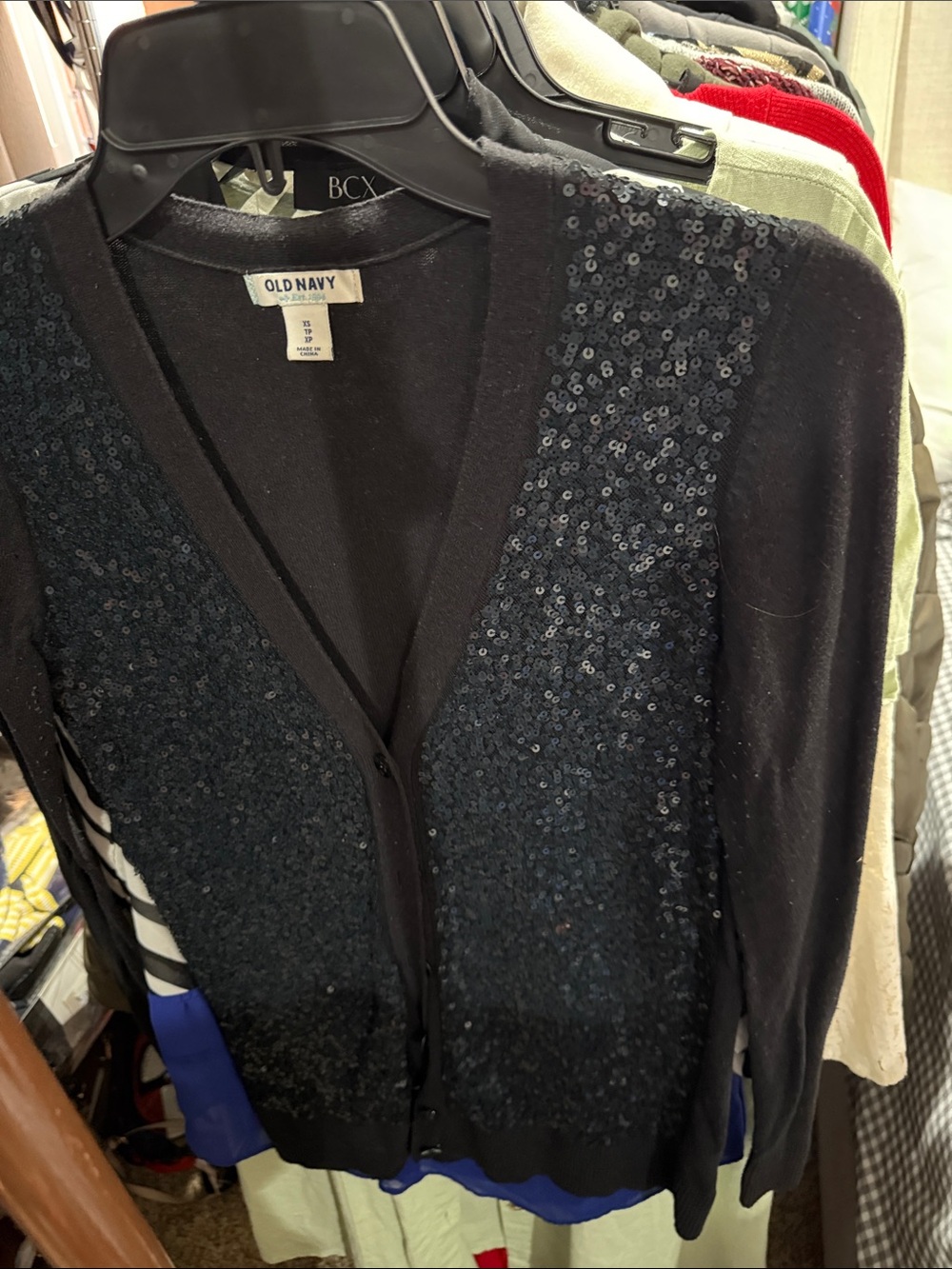 Old Navy Black Sequin V-Neck Cardigan Sweater